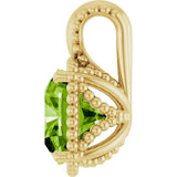 14K Gold Cushion Natural Peridot Beaded Pendant - Yellow Gold - view 3