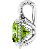 Platinum Cushion Natural Peridot Beaded Pendant - view 3