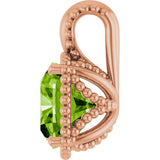 14K Gold Cushion Natural Peridot Beaded Pendant - Rose Gold - view 3
