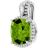 Platinum Cushion Natural Peridot Beaded Pendant - view 2