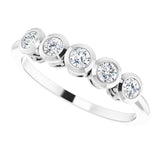 14K Gold Round Natural Diamond Five-Stone Bezel-Set Ring – 2.5mm Stones - White Gold - view 10
