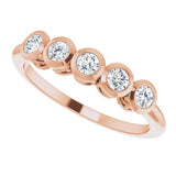 14K Gold Round Natural Diamond Five-Stone Bezel-Set Ring – 2.5mm Stones - Rose Gold - view 10