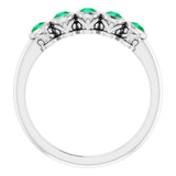 Platinum Round Lab-Grown Emerald Five-Stone Bezel-Set Ring - view 7