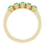 14K Gold Round Lab-Grown Emerald Five-Stone Bezel-Set Ring - Yellow Gold - view 7