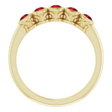 14K Gold Round Natural Mozambique Garnet Five-Stone Bezel-Set Ring - Yellow Gold - view 7