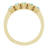 14K Gold Round Natural Aquamarine Five-Stone Bezel-Set Ring - Yellow Gold - view 7