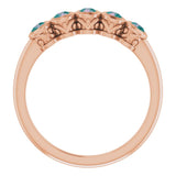 14K Gold Round Lab-Grown Alexandrite Five-Stone Bezel-Set Ring - Rose Gold - view 7