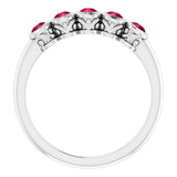 Platinum Round Lab-Grown Ruby Five-Stone Bezel-Set Ring - view 7