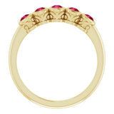 14K Gold Round Natural Ruby Five-Stone Bezel-Set Ring - Yellow Gold - view 7