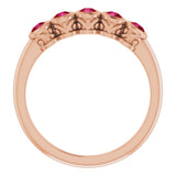 14K Gold Round Lab-Grown Ruby Five-Stone Bezel-Set Ring - Rose Gold - view 7