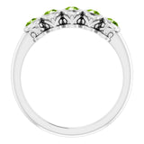 14K Gold Round Natural Peridot Five-Stone Bezel-Set Ring - White Gold - view 7