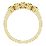 14K Gold Round Natural Peridot Five-Stone Bezel-Set Ring - Yellow Gold - view 7