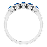 14K Gold Round Natural Blue Sapphire Five-Stone Bezel-Set Ring - White Gold - view 7