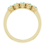 14K Gold Round Natural Blue Zircon Five-Stone Bezel-Set Ring - Yellow Gold - view 7