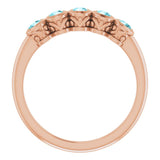 14K Gold Round Natural Blue Zircon Five-Stone Bezel-Set Ring - Rose Gold - view 7