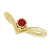 14K Gold Round Lab-Grown Ruby Bezel-Set Solitaire V Ring - Yellow Gold - view 10