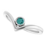 Platinum Round Lab-Grown Alexandrite Bezel-Set Solitaire V Ring - view 10