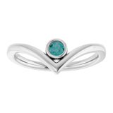 Platinum Round Lab-Grown Alexandrite Bezel-Set Solitaire V Ring - view 8