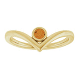 14K Gold Round Natural Citrine Bezel-Set Solitaire V Ring - Yellow Gold - view 8