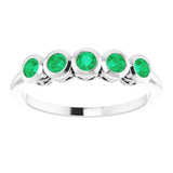 14K Gold Round Lab-Grown Emerald Five-Stone Bezel-Set Ring - White Gold - view 8