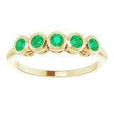 14K Gold Round Lab-Grown Emerald Five-Stone Bezel-Set Ring - Yellow Gold - view 8