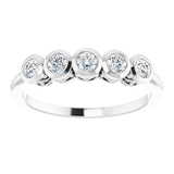 Platinum Round Natural Diamond Five-Stone Bezel-Set Ring – 2.5mm Stones - view 8