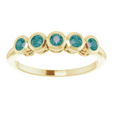 14K Gold Round Natural Alexandrite Five-Stone Bezel-Set Ring - Yellow Gold - view 8