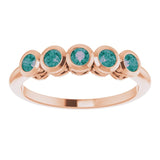 14K Gold Round Natural Alexandrite Five-Stone Bezel-Set Ring - Rose Gold - view 8