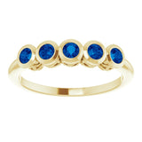 14K Gold Round Lab-Grown Blue Sapphire Five-Stone Bezel-Set Ring - Yellow Gold - view 8