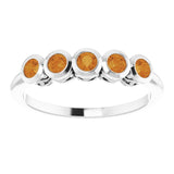 Platinum Round Natural Citrine Five-Stone Bezel-Set Ring - view 8