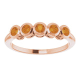 14K Gold Round Natural Citrine Five-Stone Bezel-Set Ring - Rose Gold - view 8
