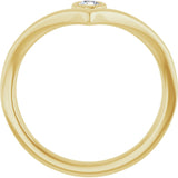 14K Gold Round Natural Diamond Bezel-Set Solitaire V Ring - Yellow Gold - view 7