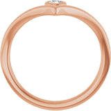 14K Gold Round Natural Diamond Bezel-Set Solitaire V Ring - Rose Gold - view 7