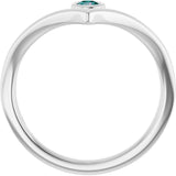 Platinum Round Lab-Grown Alexandrite Bezel-Set Solitaire V Ring - view 7
