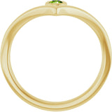 14K Gold Round Natural Peridot Bezel-Set Solitaire V Ring - Yellow Gold - view 7