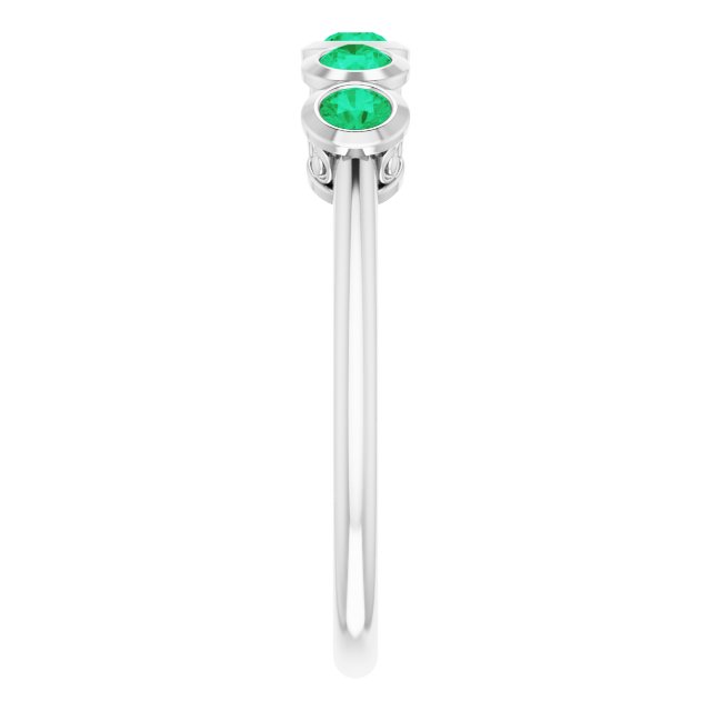 Platinum Round Natural Emerald Five-Stone Bezel-Set Ring - view 9