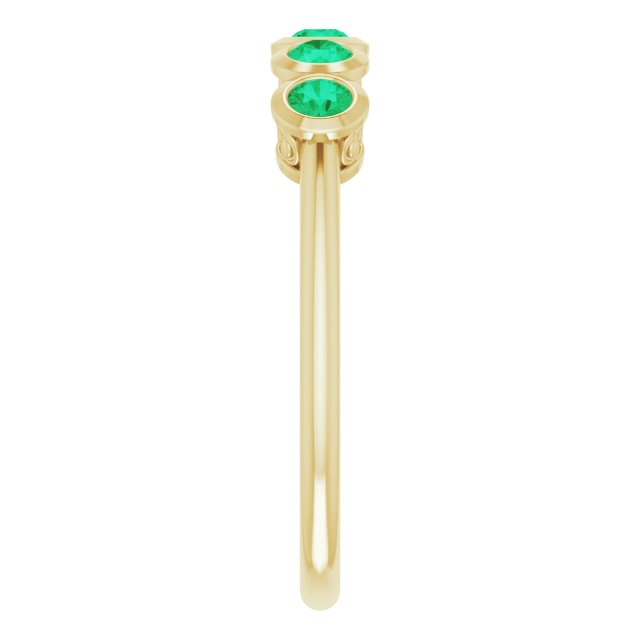 14K Gold Round Lab-Grown Emerald Five-Stone Bezel-Set Ring - Yellow Gold - view 9