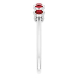 Platinum Round Natural Mozambique Garnet Five-Stone Bezel-Set Ring - view 9
