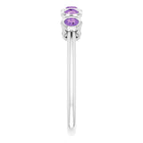 14K Gold Round Natural Amethyst Five-Stone Bezel-Set Ring - White Gold - view 9