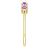 14K Gold Round Natural Amethyst Five-Stone Bezel-Set Ring - Yellow Gold - view 9