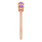 14K Gold Round Natural Amethyst Five-Stone Bezel-Set Ring - Rose Gold - view 9