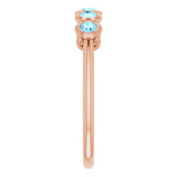 14K Gold Round Natural Aquamarine Five-Stone Bezel-Set Ring - Rose Gold - view 9