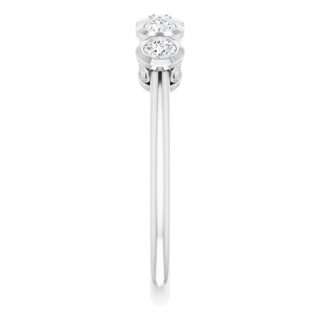Platinum Round Natural Diamond Five-Stone Bezel-Set Ring – 2.5mm Stones - view 9