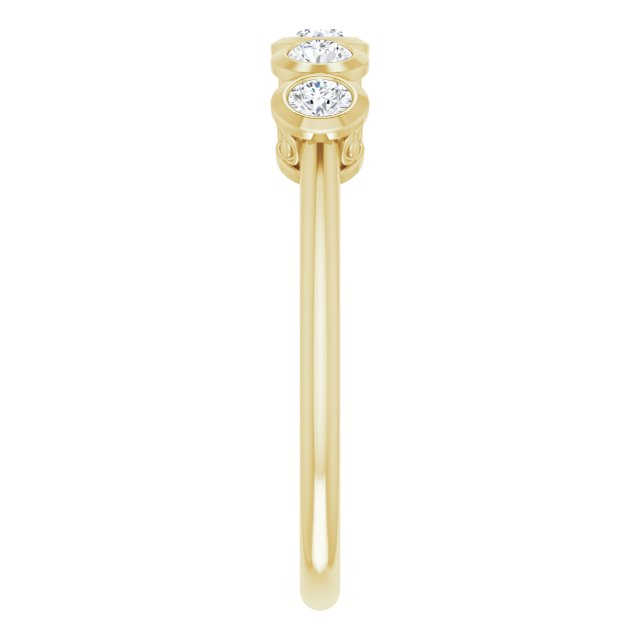 14K Gold Round Natural Diamond Five-Stone Bezel-Set Ring – 2.5mm Stones - Yellow Gold - view 9