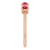 14K Gold Round Lab-Grown Ruby Five-Stone Bezel-Set Ring - Rose Gold - view 9