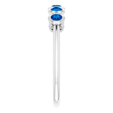 14K Gold Round Lab-Grown Blue Sapphire Five-Stone Bezel-Set Ring - White Gold - view 9