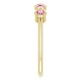 14K Gold Round Natural Pink Tourmaline Five-Stone Bezel-Set Ring - Yellow Gold - view 9