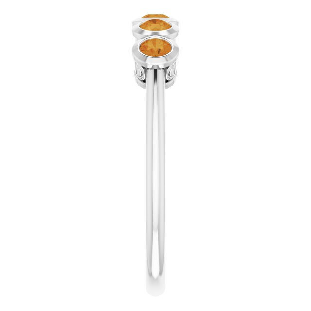 14K Gold Round Natural Citrine Five-Stone Bezel-Set Ring - White Gold - view 9