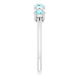 Platinum Round Natural Blue Zircon Five-Stone Bezel-Set Ring - view 9