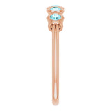 14K Gold Round Natural Blue Zircon Five-Stone Bezel-Set Ring - Rose Gold - view 9